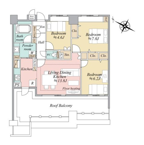 ライオンズマンション藤沢東の間取り|リフォーム完了後の間取り図です♪
※現況と異なる場合は現況を優先します。