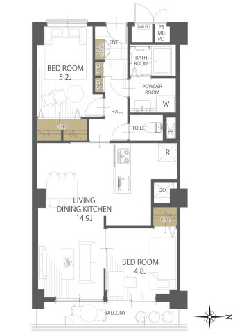 【間取り】シティー逆瀬川 