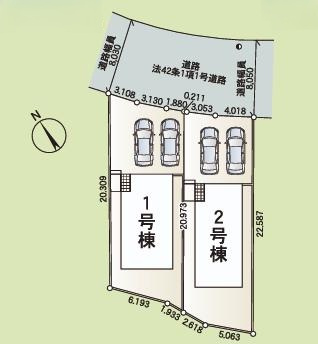 土浦市小岩田東第4　新築戸建　1号棟の区画図