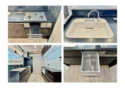 【キッチン】 | 南千住スカイハイツ | 【システムキッチン】ワイドで収納豊富な使い勝手の良いカウンターキッチンには、食洗器や伸縮タイプのキッチン水栓、三ツ口コンロ・魚焼きグリルなどの便利な設備が標準完備されています。