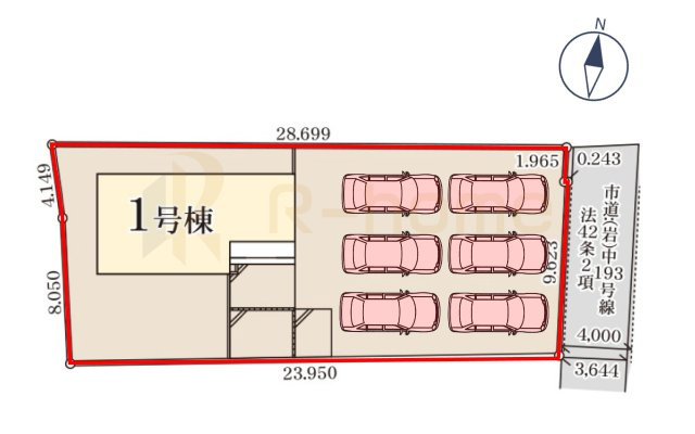 笠間市岩間駅西第2　新築戸建て　1号棟の区画図|大きなお買い物だからこそ、メリット・デメリットを伝えさせて頂きます。
R-homeにお任せください♪