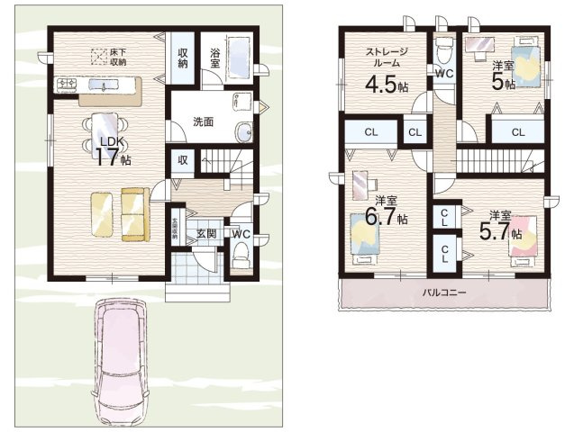 守山市水保町　第13期　新築一戸建ての間取り
