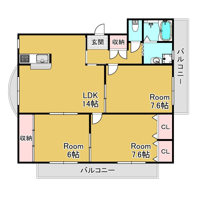 神戸市須磨区行幸町２丁目の賃貸マンションの間取り