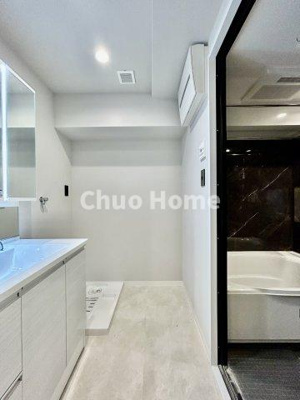 【脱衣所】 | ダイアパレス元浅草Ⅱ | 【洗面所】明るい洗面所は朝をすっきりさせてくれる空間です。バタバタしている忙しい朝でも収納が多い洗面台では短い時間で効率良く支度ができます。