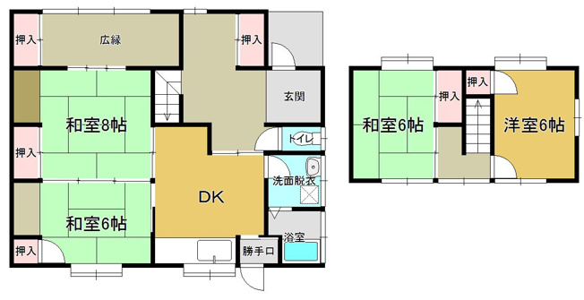 【間取り】 | 北城町1丁目　貸家2号