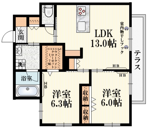 Ｔ　ｒｅｓｉｄｅｎｃｅの間取り|★１フロア２住戸角部屋★　★Wi‐Fi無料★
