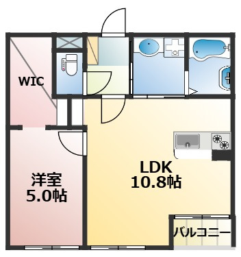 熊本市北区龍田８丁目のアパートの間取り