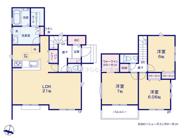 『八王子市新築戸建て』八王子市暁町3-2-5【仲介手数料無料】　　３期　の間取り|～仲介手数料無料☆八王子ひなた不動産～八王子市暁町　新築戸建て