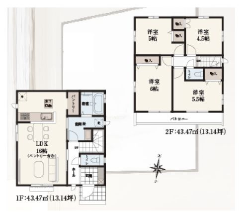 【間取り】 | 東久留米市南沢４丁目　新築戸建て　D号棟 | ゆとりあるリビングは対面キッチンで一体感ある空間です♪