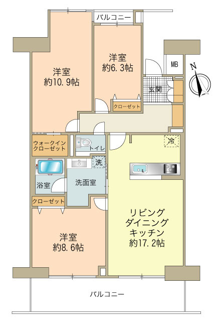 各居室6畳以上の使い勝手の良い間取りです