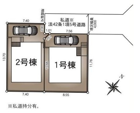 【１号棟】越谷市東越谷新築戸建ての区画図