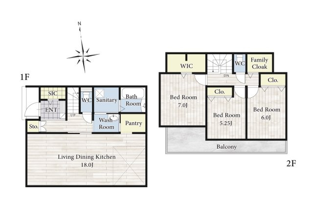 【土地図＋建物プラン例】 | 開放感のある、閑静な住宅街に位置しています。陽の光をたっぷりと浴びながら気持ち良く生活が出来ます。夢のマイホーム、夢ではなく実現出来ます！見学・ご相談等、お気軽にご連絡下さい。