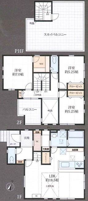 国道129号線まですぐ！厚木市下川入 新築戸建の間取り