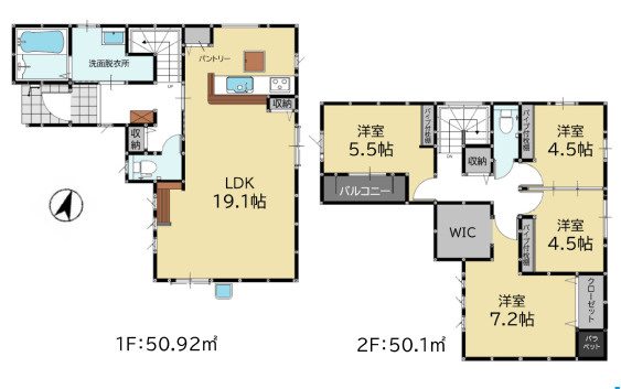 【間取り】 | 福岡市南区大平寺1丁目10期　2号棟（全2棟）【仲介手数料無料・0円】 | 平日、土日祝日もお好きな日時にご見学可能です。お気軽にお問合せ下さい。
