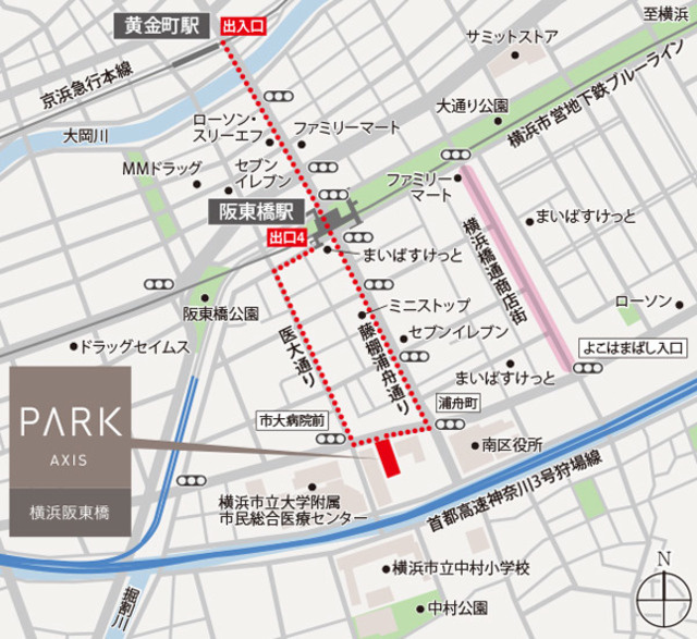 パークアクシス横浜阪東橋の地図