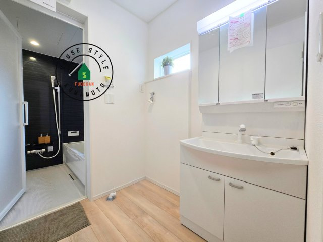 熊本市南区城南町下宮地第3-3棟（2号棟）の内観：施工例|脱衣所、洗面所は小さなプライベートスペース。歯磨き、洗顔と毎日施す個人空間。