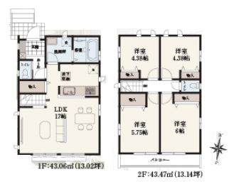 【間取り】 | 東久留米市南沢４丁目　新築戸建て　K号棟 | ゆとりあるリビングは対面キッチンで一体感ある空間です♪
