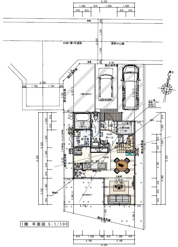 福井町　建築条件付き　売土地　　の土地図＋建物プラン例|プラン例　建物面積　86.52㎡