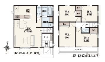 【間取り】 | 東久留米市南沢４丁目　新築戸建て　O号棟 | ゆとりあるリビングは対面キッチンで一体感ある空間です♪