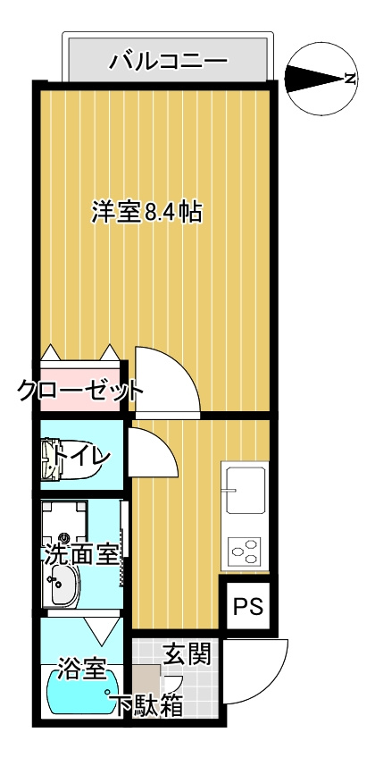 パレス龍大の間取り|401の間取りです