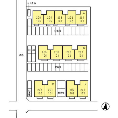 メルベーユ富の原A棟の区画図