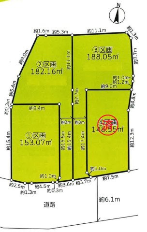 バス停徒歩2分　建築条件なしの区画図|③区画