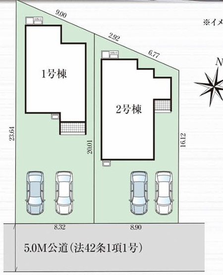 【区画図】 | 【新築分譲住宅】山形市花楯3期　全2棟 | 全2区画の分譲住宅です♪前面道路幅5.0mです。
