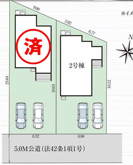 【区画図】 | 【新築分譲住宅】山形市花楯3期　全2棟 | 全2区画の分譲住宅です♪前面道路幅5.0mです。