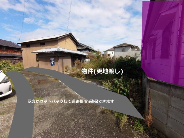 友沢売地110坪(建築条件なし)の外観|更地渡し　前面道路は双方がセットバックして幅員４ｍ確保できます