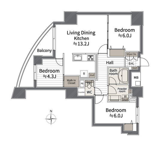 間取です♪
3ＬＤＫのお部屋です♪