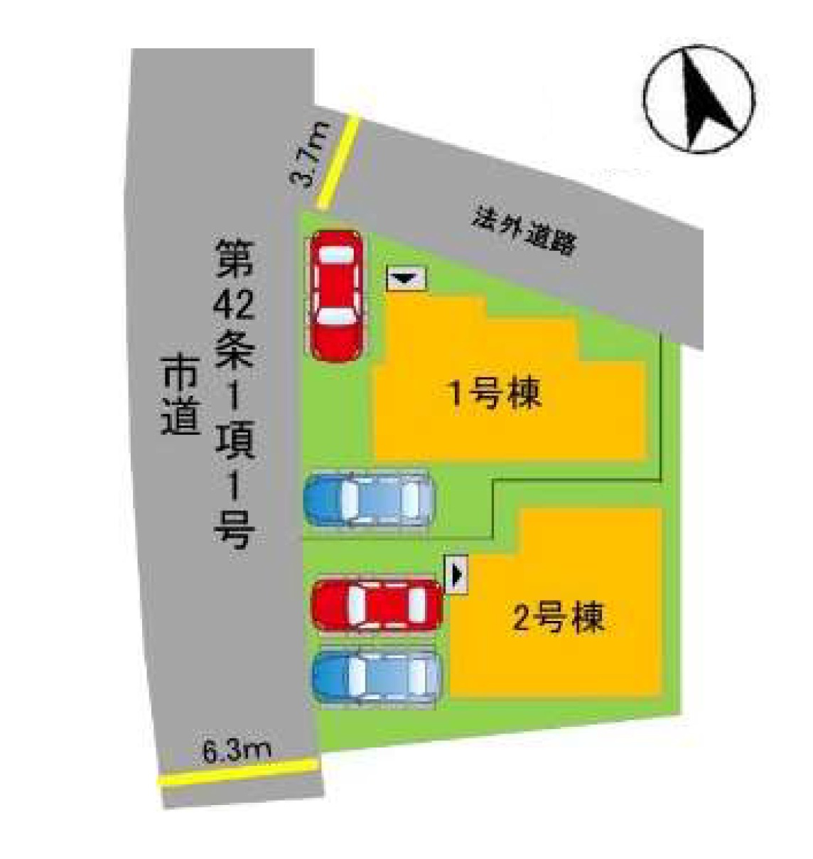 福岡市早良区次郎丸3丁目第2-2棟(1号棟)の区画図|配置図(1号棟)