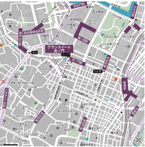 ★仲介手数料無料★グランスイート虎ノ門（PREMIRE FLOOR 最上階南東角住戸）の地図