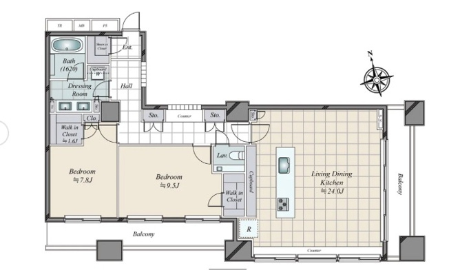 【間取り】 | ★仲介手数料無料★グランスイート虎ノ門（PREMIRE FLOOR 最上階南東角住戸）