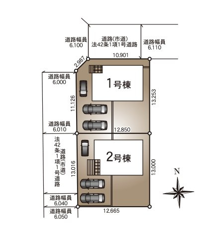 都城市上長飯町第3-2棟（2号棟）の区画図|配置図（2号棟）