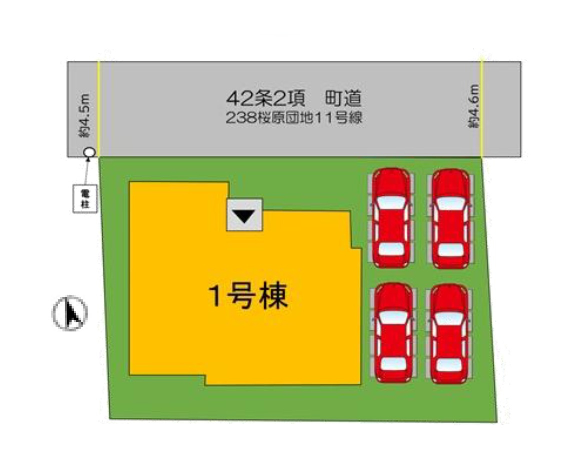 糟屋郡宇美町桜原1丁目第10-１棟(１号棟)の区画図|配置図
