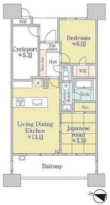 【間取り】 | グランイーグル多摩川スカイフロント | 販売価格：6,080万円　間取り2LDK　空室