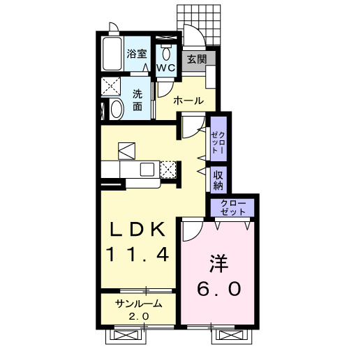 ラ・ソレイユＢの間取り