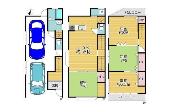 【間取り】 | 門真市岸和田3丁目　中古戸建