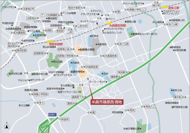 【アイリッシュタウン篠原西１号地】糸島市篠原西２丁目　売り土地の地図