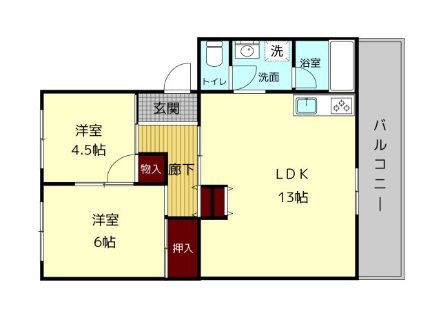 フラワリータウン生駒Aの間取り