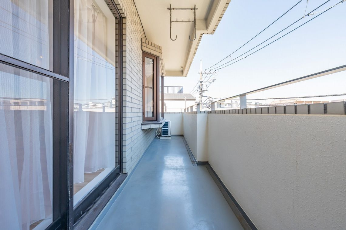 練馬区北町1丁目　タック練馬北町　角部屋　新規リフォームマンションのバルコニー