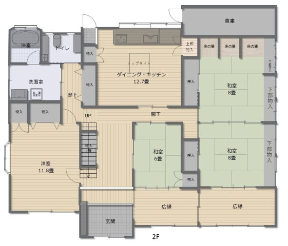 津山市加茂町塔中　２階建中古住宅　８DKのその他|1F間取り