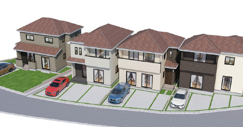 ハートフルタウンうるま市上江洲Ⅱ-B号棟　＼☆ご成約時５０万円キャッシュバック☆／の外観パース|イメージ図となります。