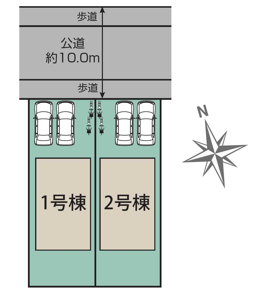 宇都宮市清原台1丁目 全2棟の区画図|○全2邸○
