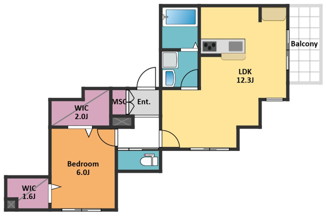 【間取り】 | MYC HOUSE | ウォークインクローゼット２ヶ所完備！収納豊富な1LDKです♪