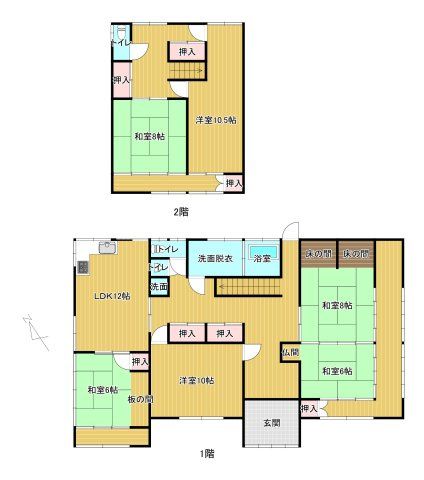 福島小学校そば2階建て住宅の間取り