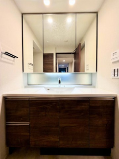 【独立洗面台】 | ザ・タワー十条 | 気品漂う大型の独立洗面台は収納力もあります。