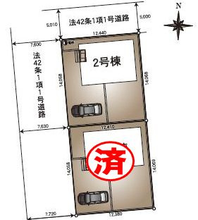 古河市小堤　第3　2号棟の区画図