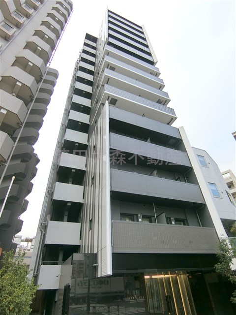 アークマーク大森町アジールコートの外観|2022年1月築　RC鉄筋コンクリート造地上14階建て1K～2K総戸数59戸　
東京都大田区大森西5丁目　京浜急行本線大森町駅徒歩1分、梅屋敷駅徒歩9分
Wi-Fiインターネット無料ペット可