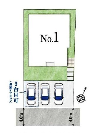 所沢市下富・全1棟　新築一戸建　～敷地71坪の平屋住宅～の区画図|整形地・土地面積235.84平米（約71.34坪）カースペース並列3台